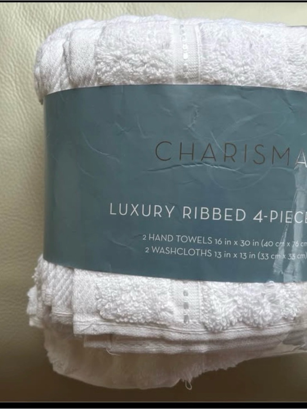 Charisma White Ribbed 4-Piece Hand Towel and Washcloth Set